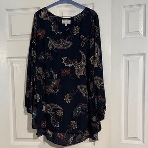 Navy Paisley Blouse